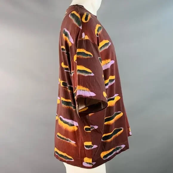 S Burgundy Orange Purple Abstract Cotton Oversized T-shirt